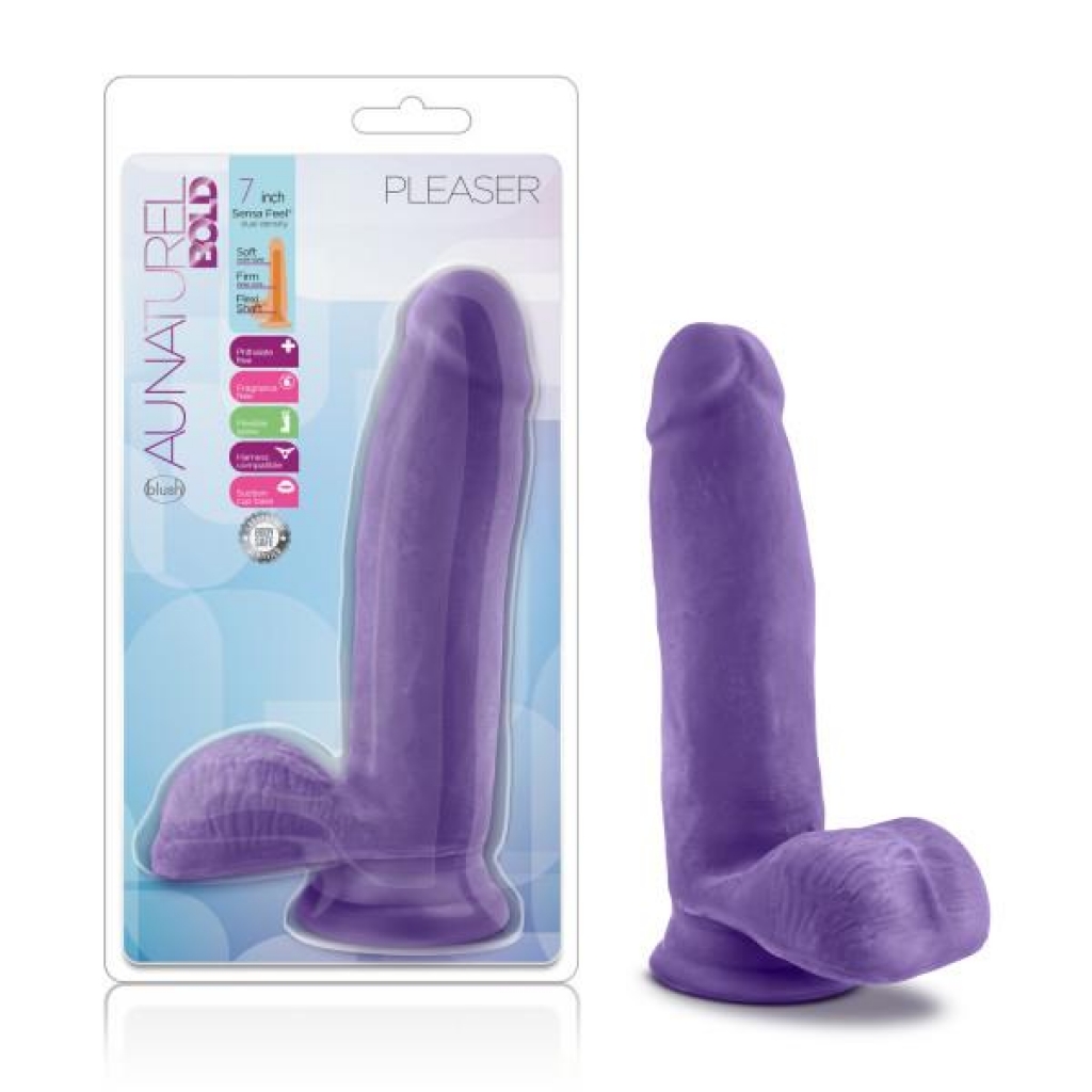 Au Naturel Bold Pleaser 7 Inch Dildo - Realistic Sensation in Purple