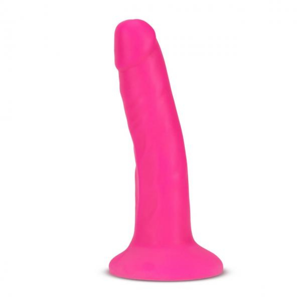 Neo Elite 6in Dual Density Penis with Balls - Neon Pink