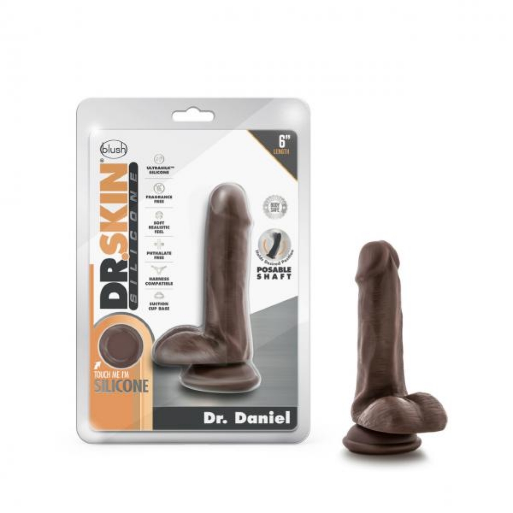 Dr Skin Silicone Dr Daniel 6in Dildo - Chocolate Realism