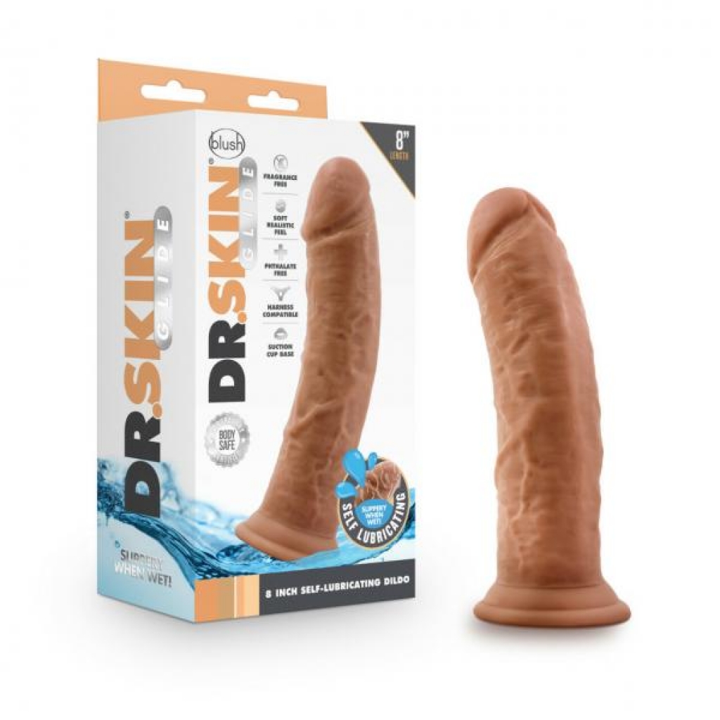 Dr. Skin Glide 8 Inch Self-Lubricating Dildo - Mocha