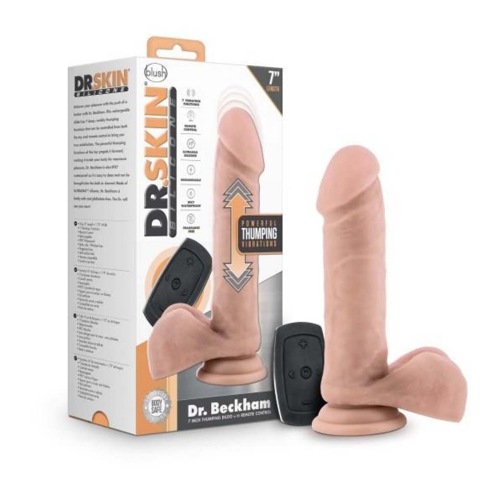 Dr. Skin Dr. Beckham Silicone 7-Inch Thumping Dildo with Remote - Vanilla