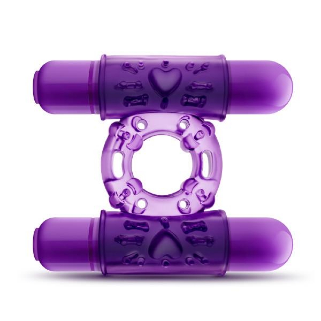 Double Play Dual Vibrating Penis Ring Purple