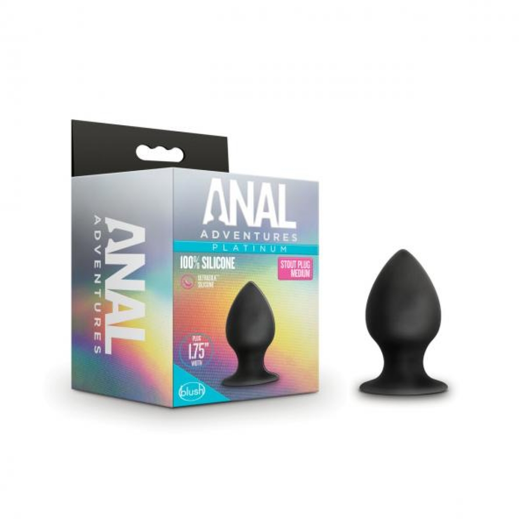 Anal Adventures Platinum Silicone Anal Stout Plug Medium Black – Comfort and Pleasure