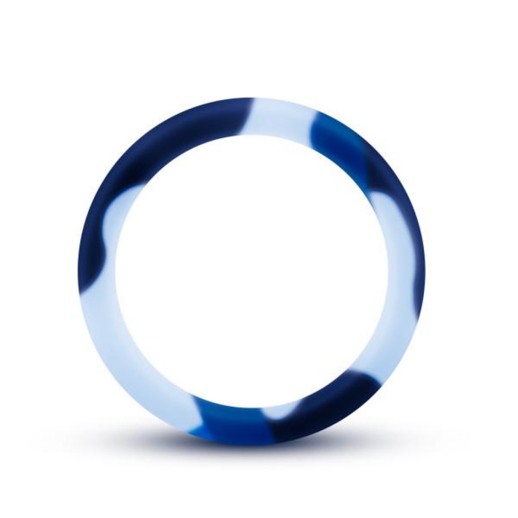 Performance Silicone Camo Penis Ring - Blue Camouflage