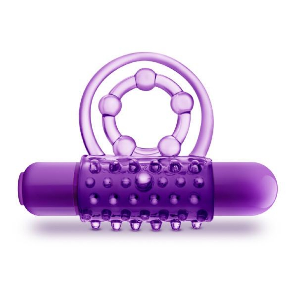 The Player Vibrating Double Strap Penis Ring - Purple