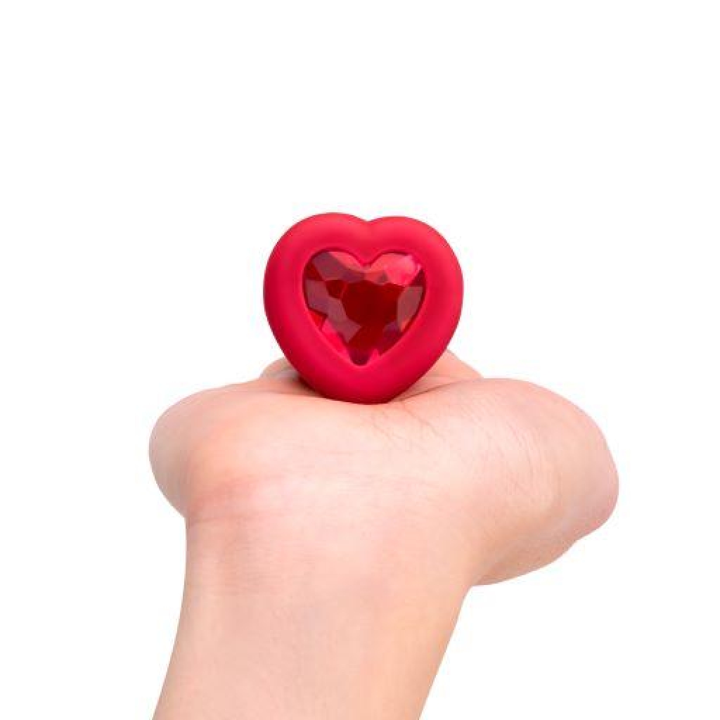 B Vibe Vibrating Heart Shaped Jewel Plug - Medium/Large Red