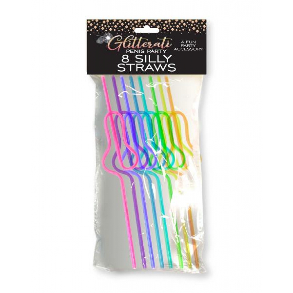 Glitterati Silly Penis Straws - 8 Count