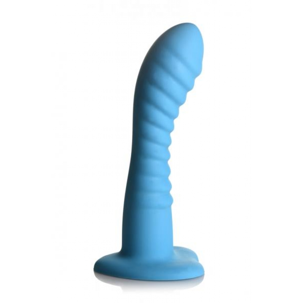 Simply Sweet Ribbed Silicone Dildo Blue