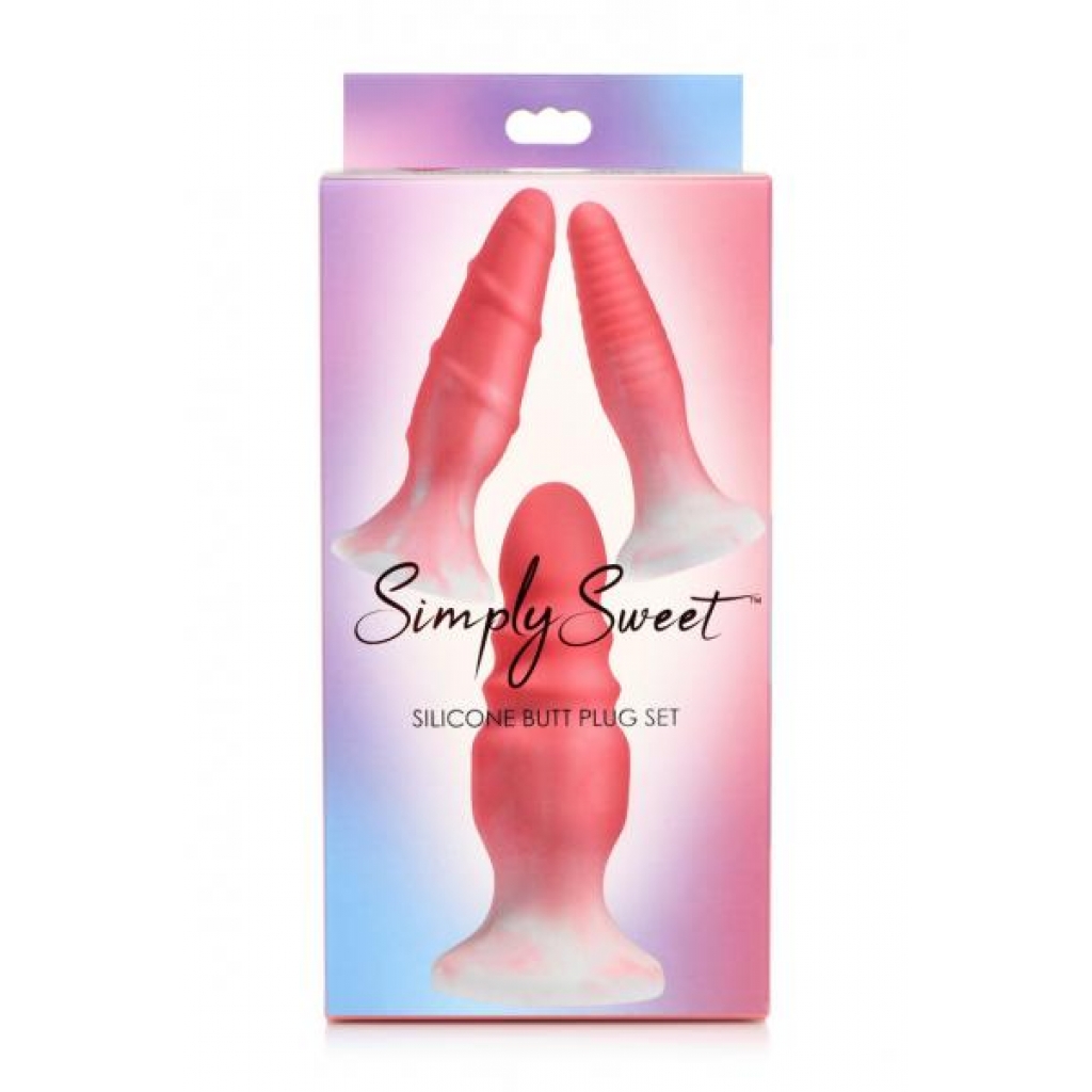 Simply Sweet Silicone Butt Plug Set - Pink