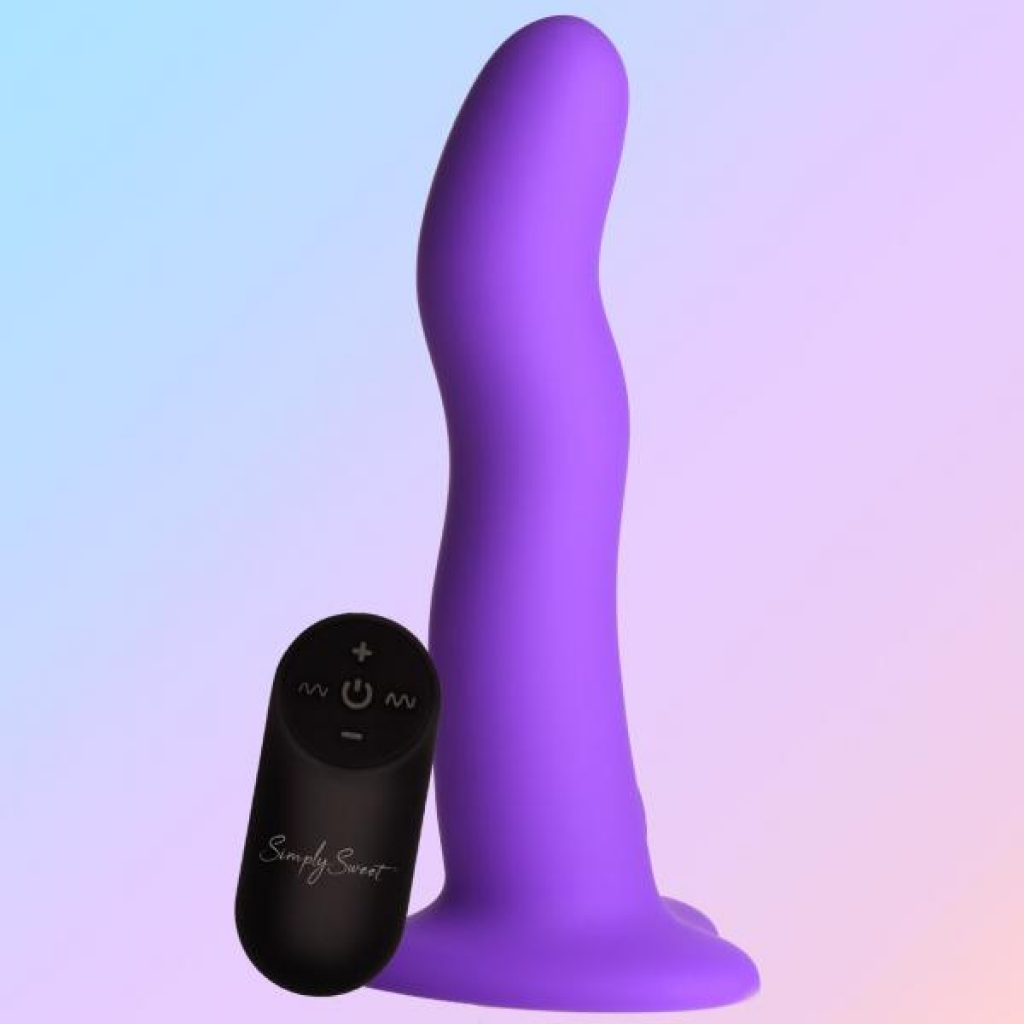 Simply Sweet Remote-Controlled Vibrating Wavy Silicone Dildo in Purple