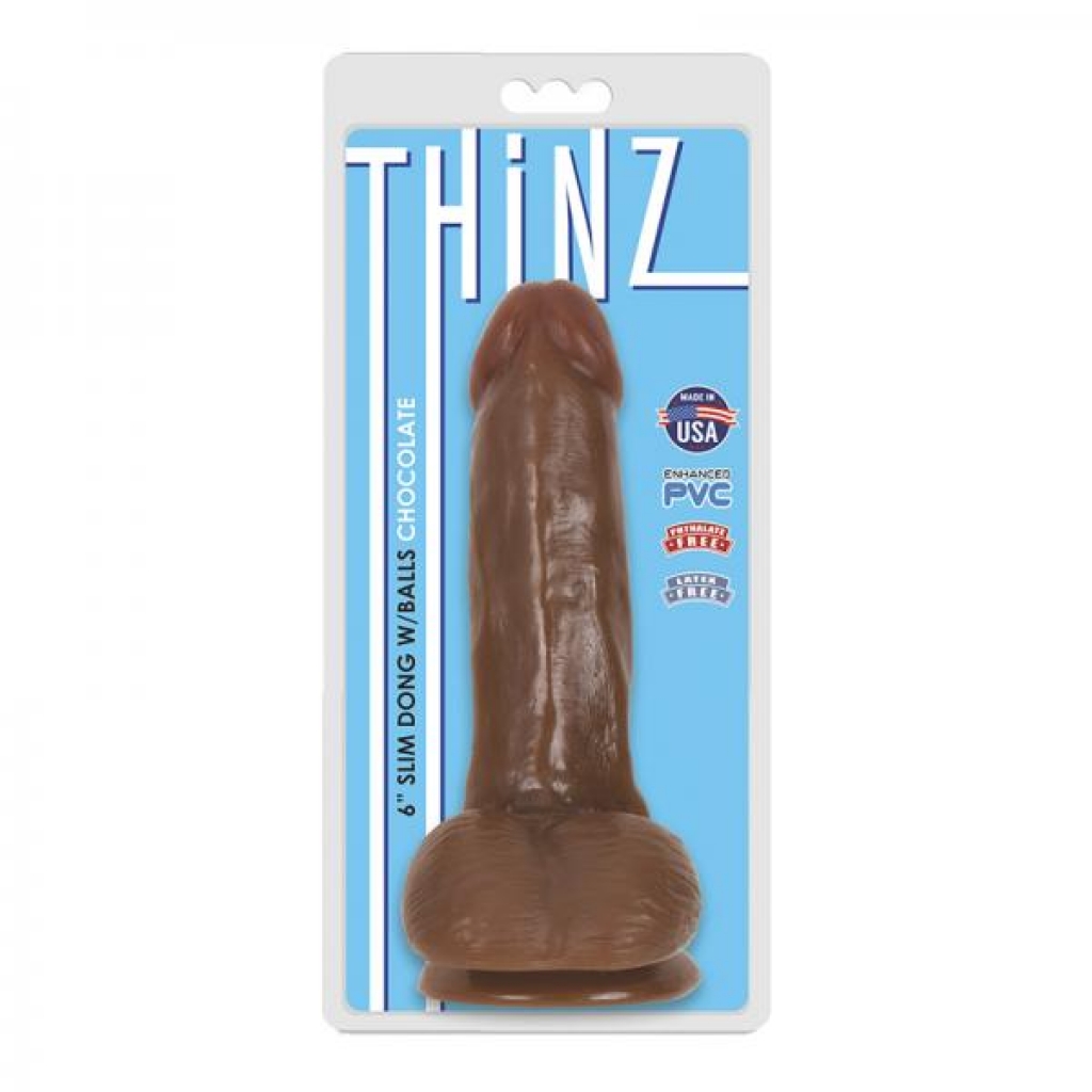 Thinz Slim Dong 6in with Balls - Chocolate