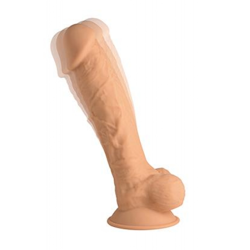 Fleshstixxx 8-Inch Vibrating Dildo with Balls - Medium Tan