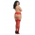 Fishnet Thigh Highs W/ Lace Top Red Q/s