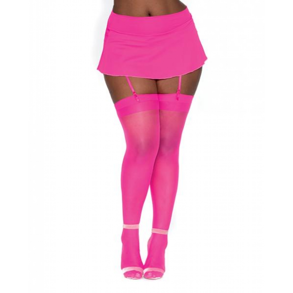 Fishnet Thigh Highs with Back Seam – Hot Pink Elegance