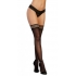 Striped Top Sheer Thigh High Stockings - Black O/S