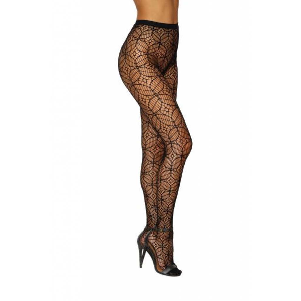 Geometric Design Black Pantyhose - O/S