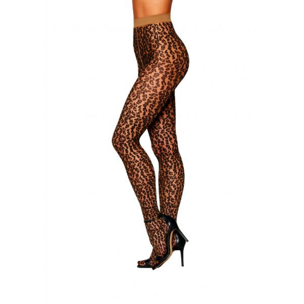 Sheer Leopard Pantyhose - One Size