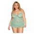 Eyelash Lace Babydoll Set - Seafoam