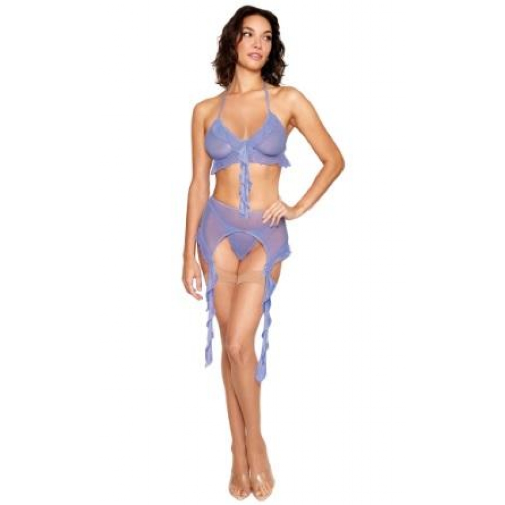 Ruffle Bralette & Garter Belt Set - Lavender Haze O/S