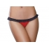 Stretch Mesh Spandex Lace Open Back Panty - Large Red/Black