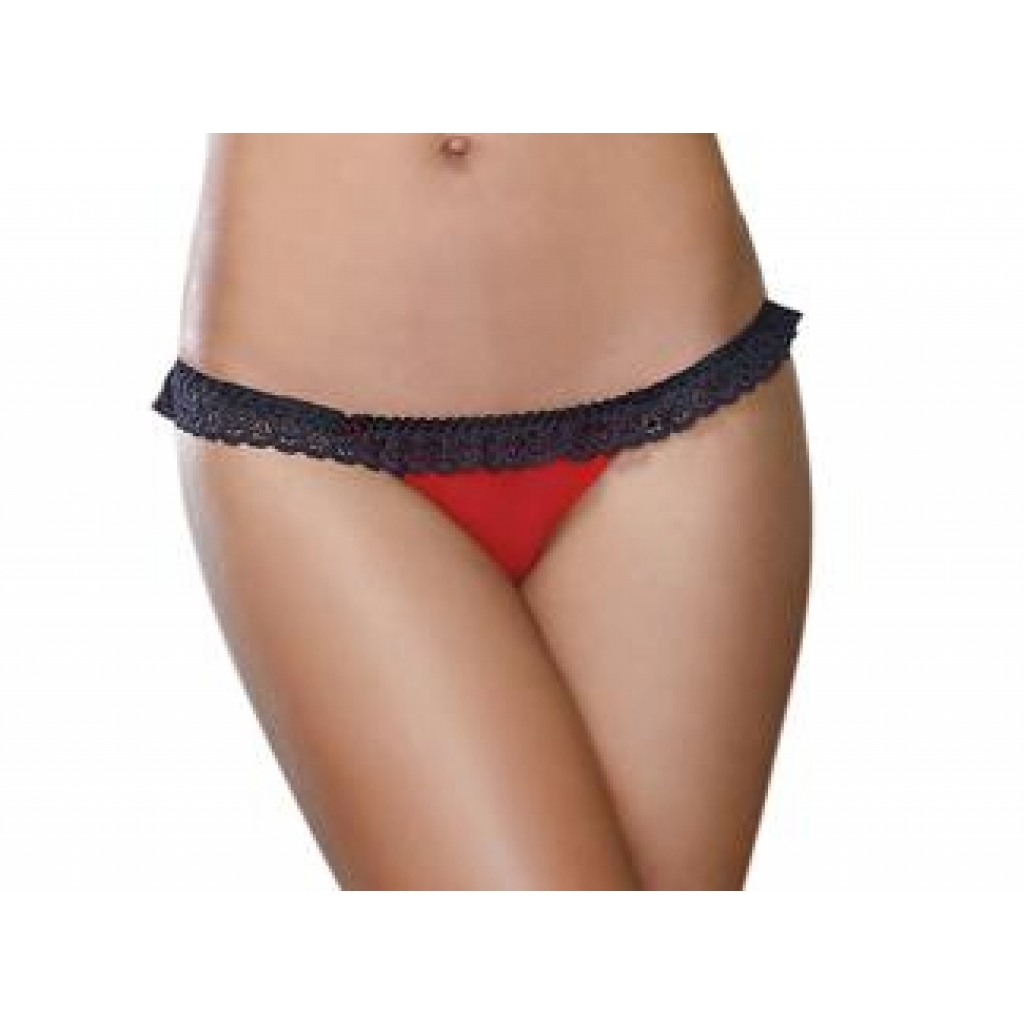 Stretch Mesh Spandex Open Back Panty Small Red Black: Naughty and Cute