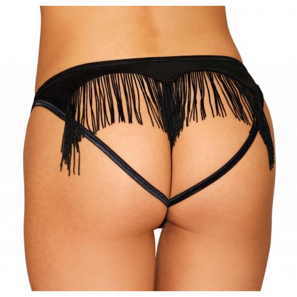 Heart Back Panty with Fringe - Black Large