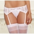 Lace Garter Belt with Scalloped Hem - White O/S