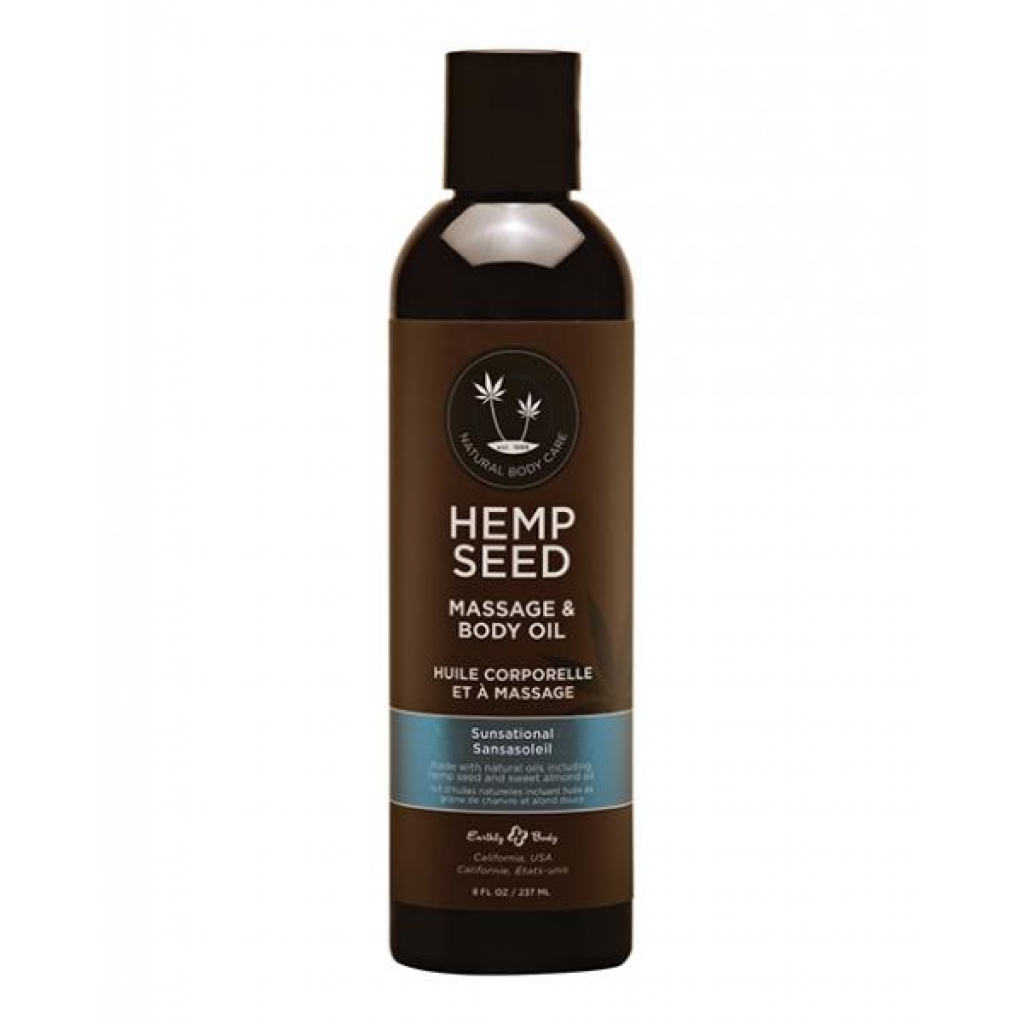 Hemp Seed Massage Oil Sunsational 8 Oz: Refreshing Relaxation