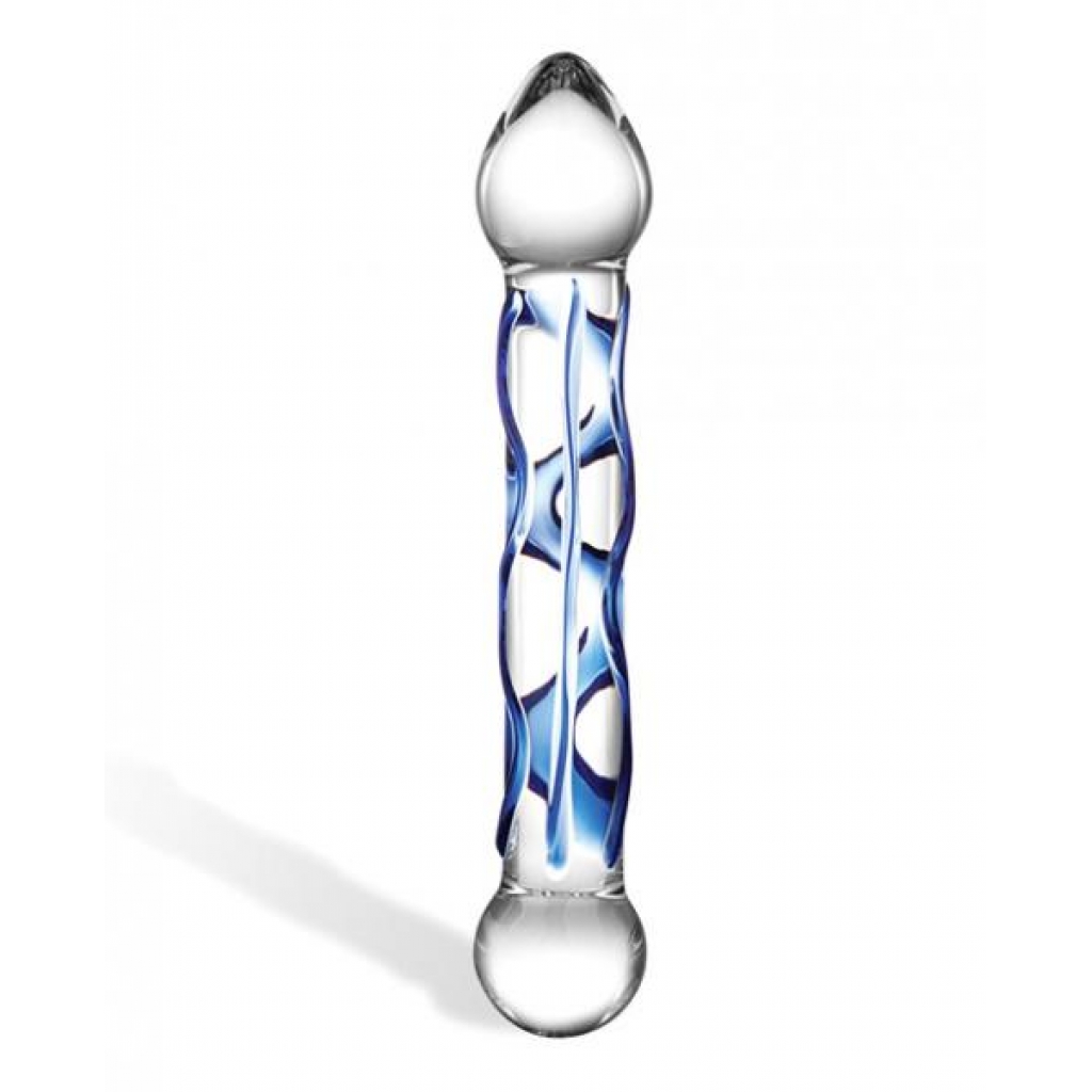 Glas 6.5-Inch Full Tip Textured Glass Dildo - Clear