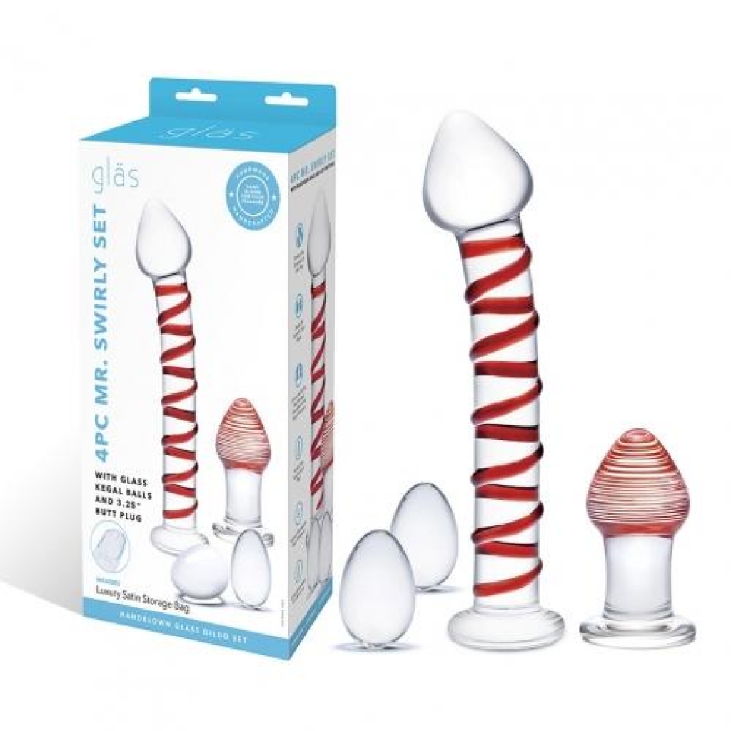 Glas 4pc Mr. Swirly Set - Glass Kegel Balls & Butt Plug