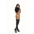 Opaque Thigh High Stockings with Silicone Lace Tops - Alluring Black