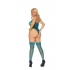 Crochet Lace Teddy with Cut Out Detail & Stockings - Dusky Jade Queen