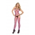 Fishnet Suspender Bodystocking - Purple O/S