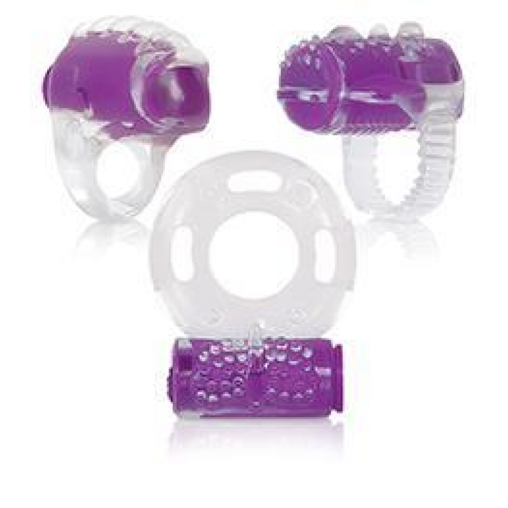 Ring True Unique Pleasure Rings Kit Clear Purple 3 Pack