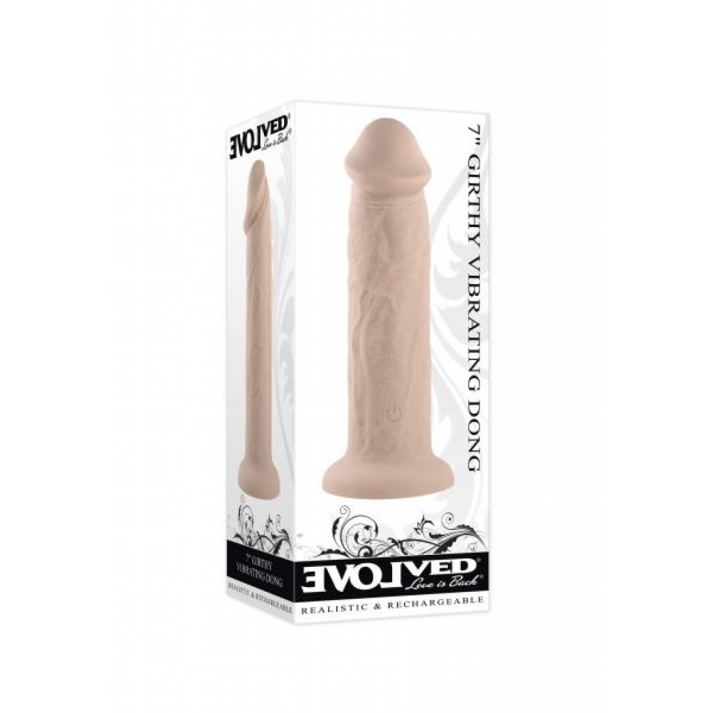 Evolved 7-Inch Girthy Realistic Vibrating Dong - Light Skin Tone