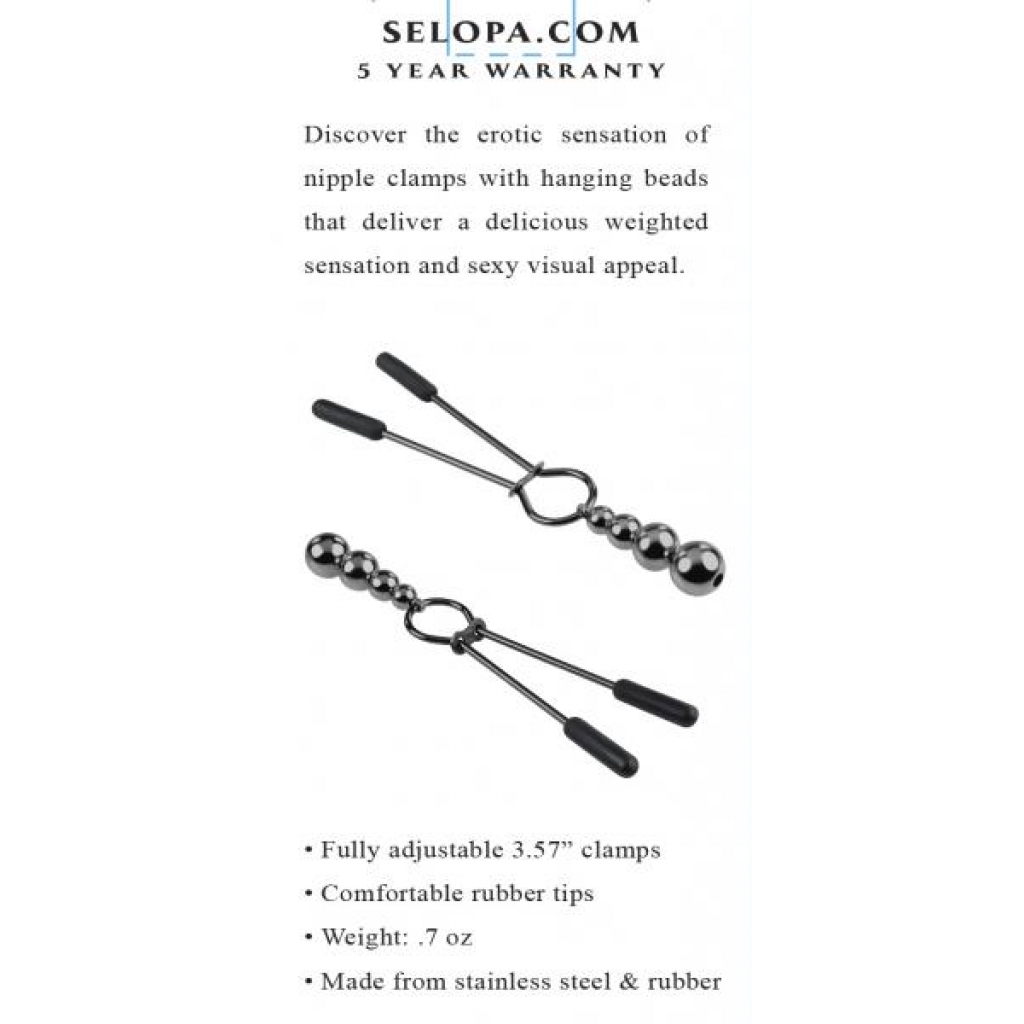 Selopa Beaded Nipple Clamps - Black Chrome