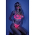 Glow Sweet Escape Open Cup Bra Set: Neon Pink Allure