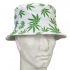 White Bucket Hat W/ Green Leaves