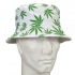 White Bucket Hat with Green Leaves - Fun in the Sun