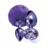 Nixie Metal Butt Plug Set - Pom Pom & Jewel Purple Metallic