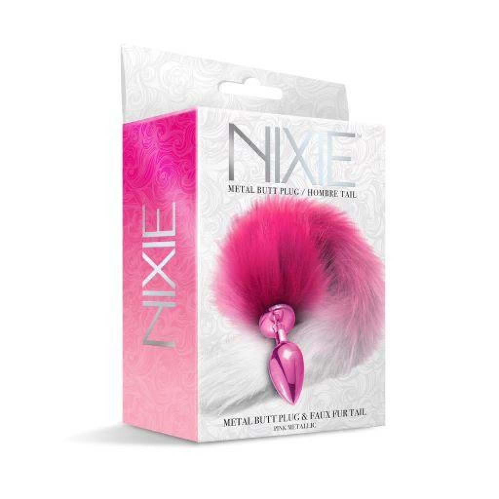 Nixie Metal Plug with Ombre Tail - Medium Pink Metallic