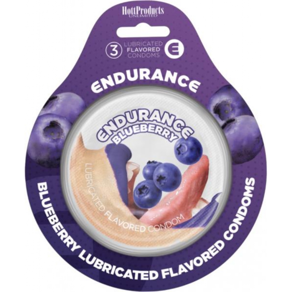 Endurance Flavored Condoms - Blueberry 3 Pack