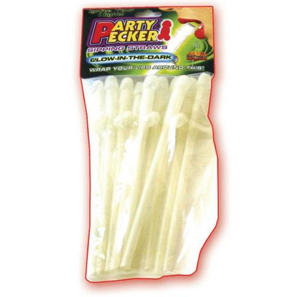 Party Pecker Sipping Straws - Glows in the Dark - 10 Pack