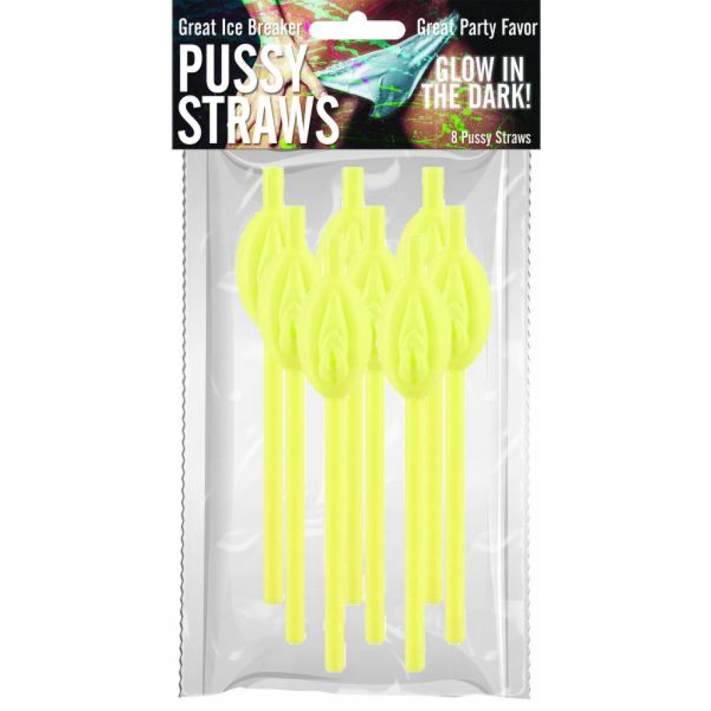 Glow In The Dark Pussy Straws - 8 Count Pack