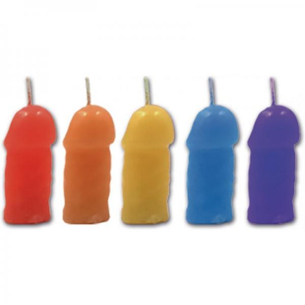 Vibrant Rainbow Pecker Party Candles - 5 Assorted Colors