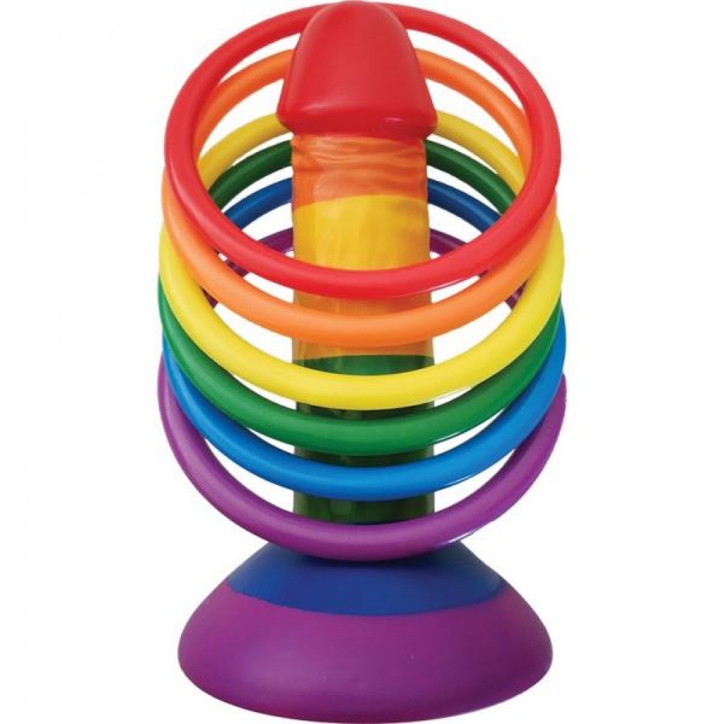 Rainbow Pecker Party Ring Toss Game - Vibrant Adult Fun