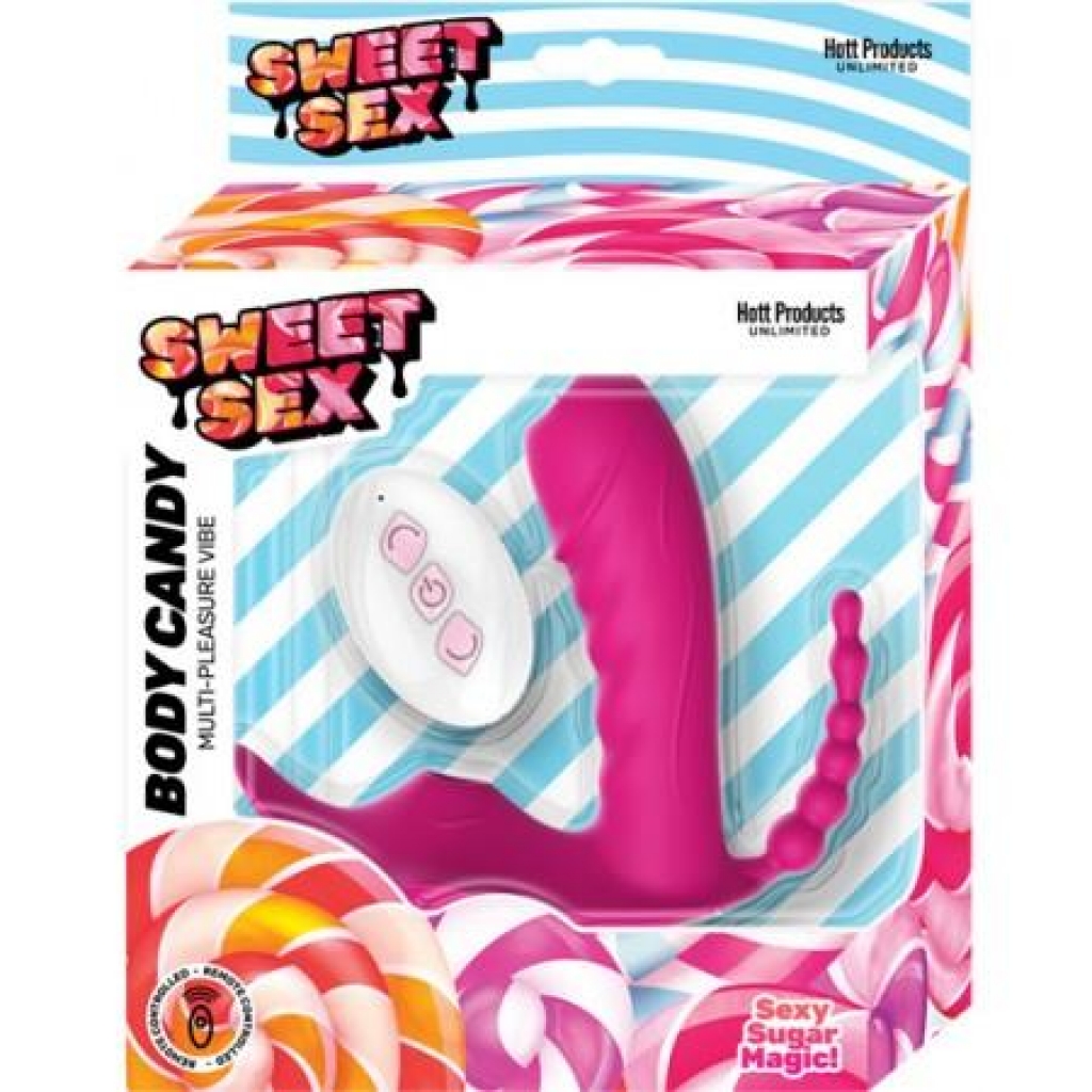 Sweet Sex Body Candy Silicone Toy with Tongue & Beads - Magenta