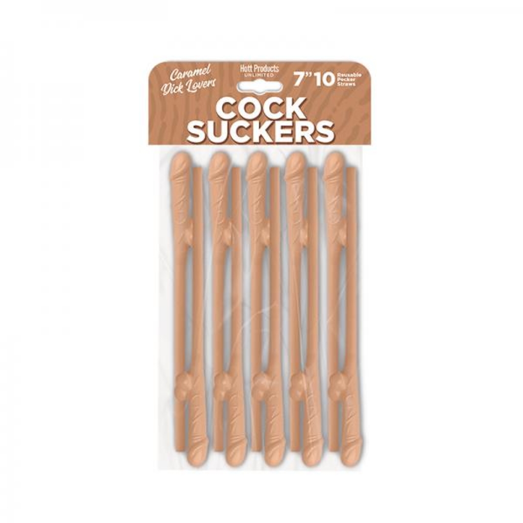 Penis Suckers Pecker Straws - Caramel Lovers - 10pk