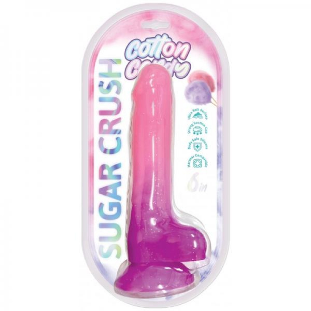 Cotton Candy Sugar Crush Silicone Dildo 6in Pink/Purple