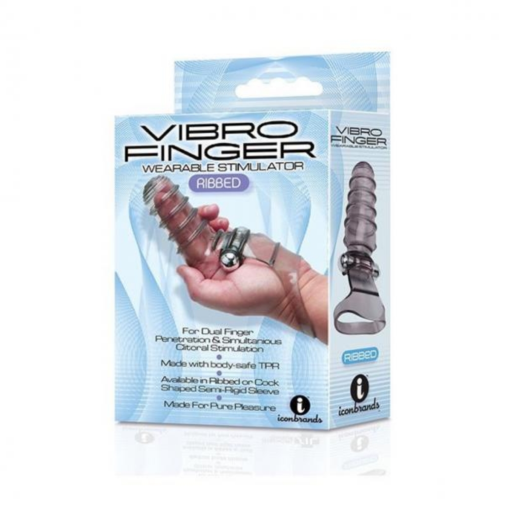 The 9's Vibrofinger Ribbed Finger Massager - Grey